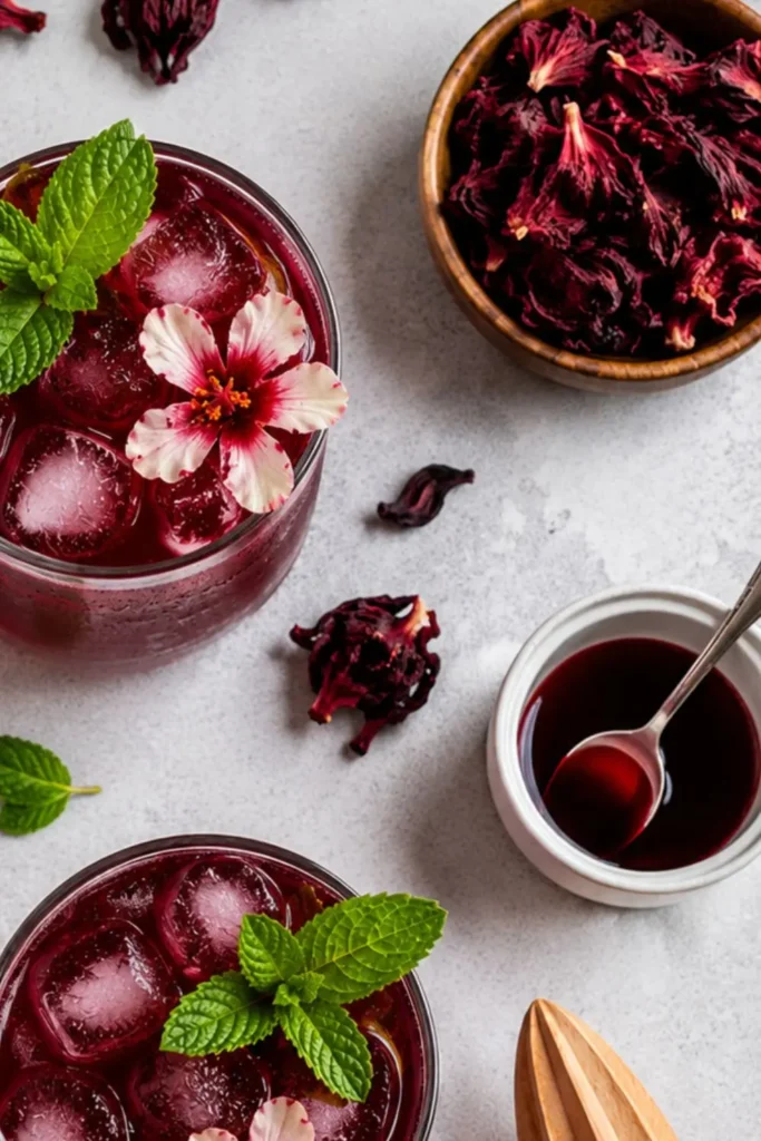 Sparkling Hibiscus Lime Mocktail