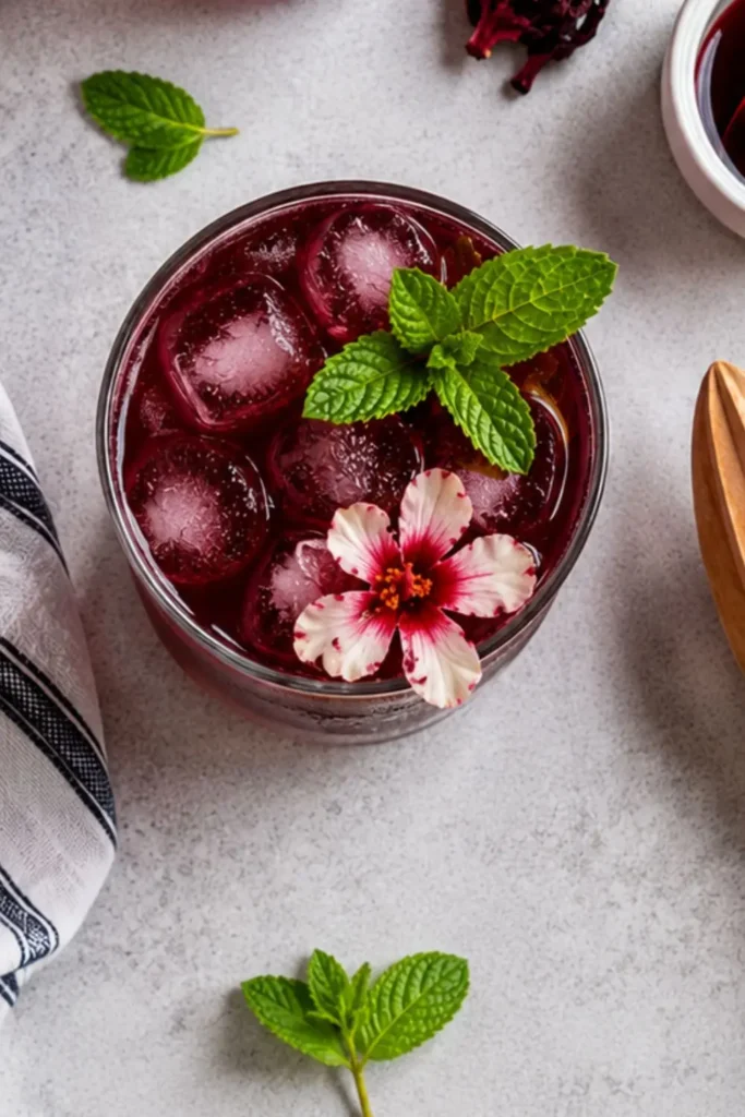 Sparkling Hibiscus Lime Mocktail