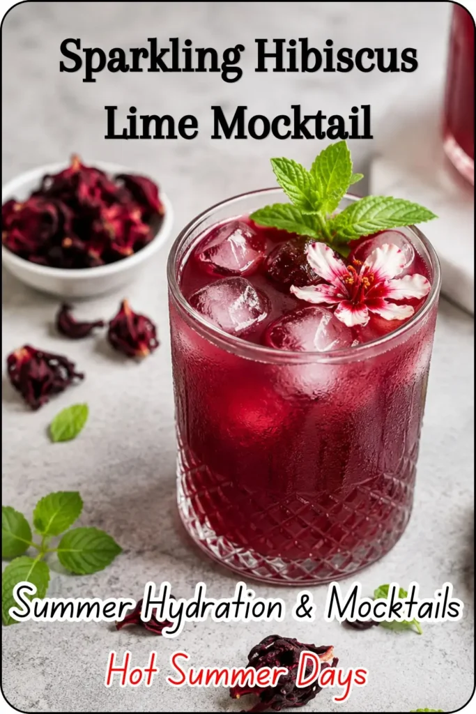Sparkling Hibiscus Lime Mocktail