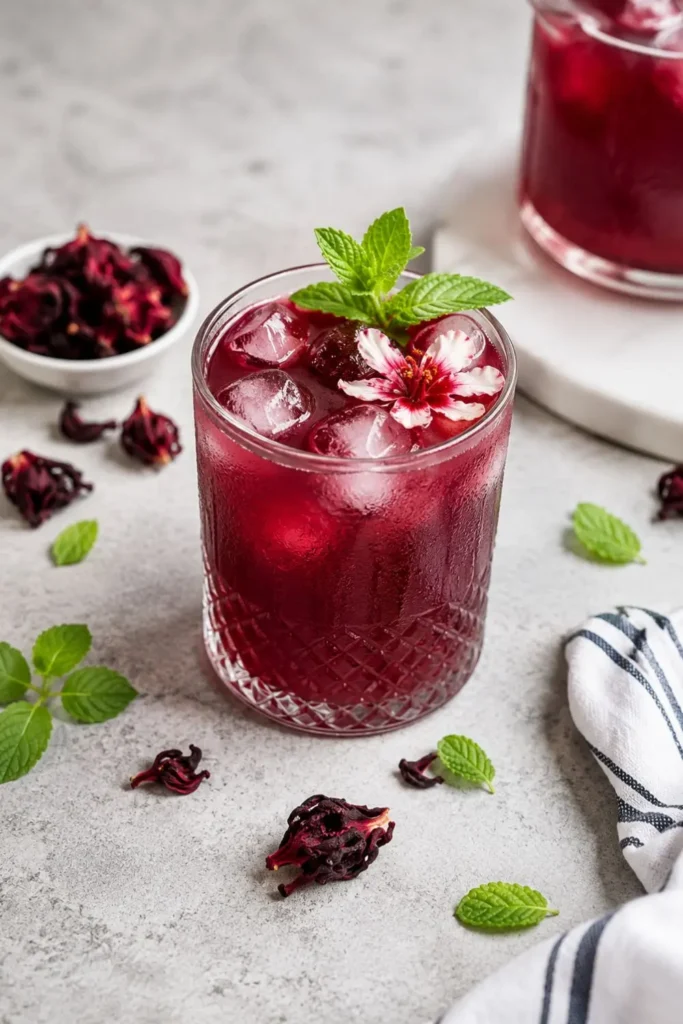 Sparkling Hibiscus Lime Mocktail