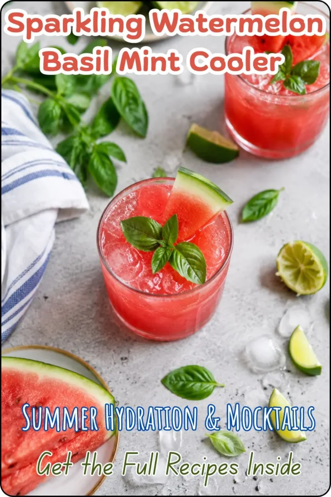 Sparkling Watermelon Basil Mint Cooler