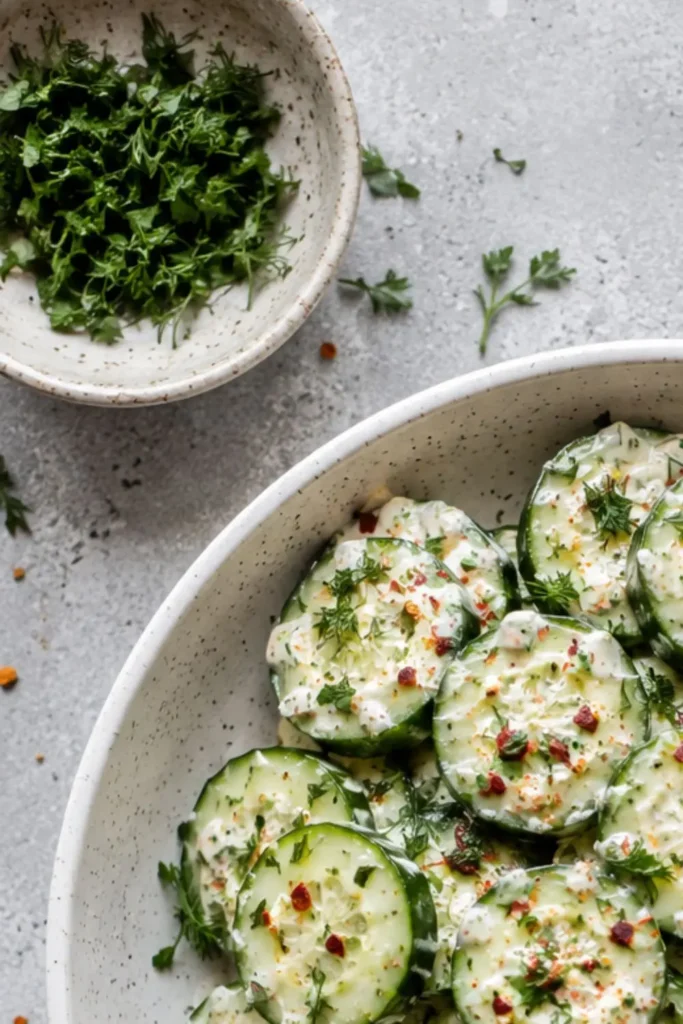 Spiced Cucumber Slices with Creamy Herb Vegan Cheese