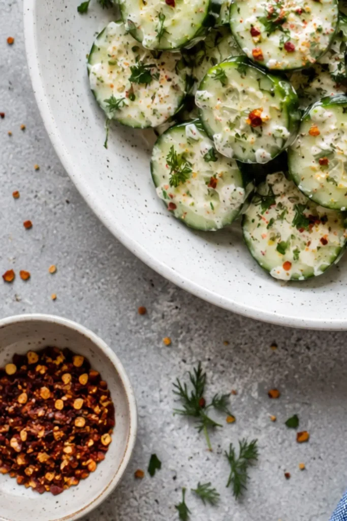 Spiced Cucumber Slices with Creamy Herb Vegan Cheese
