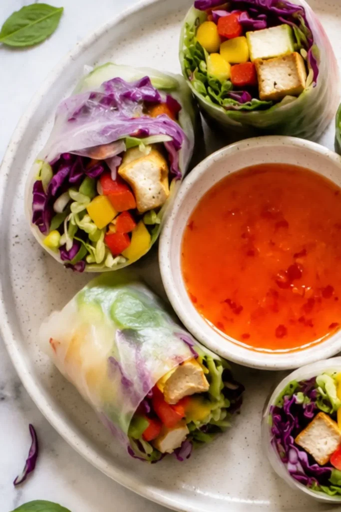 Spicy Mango Avocado In-Out Vegan Sushi Rolls