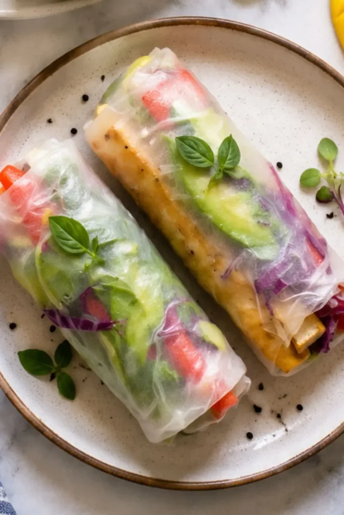 Spicy Mango Avocado In-Out Vegan Sushi Rolls
