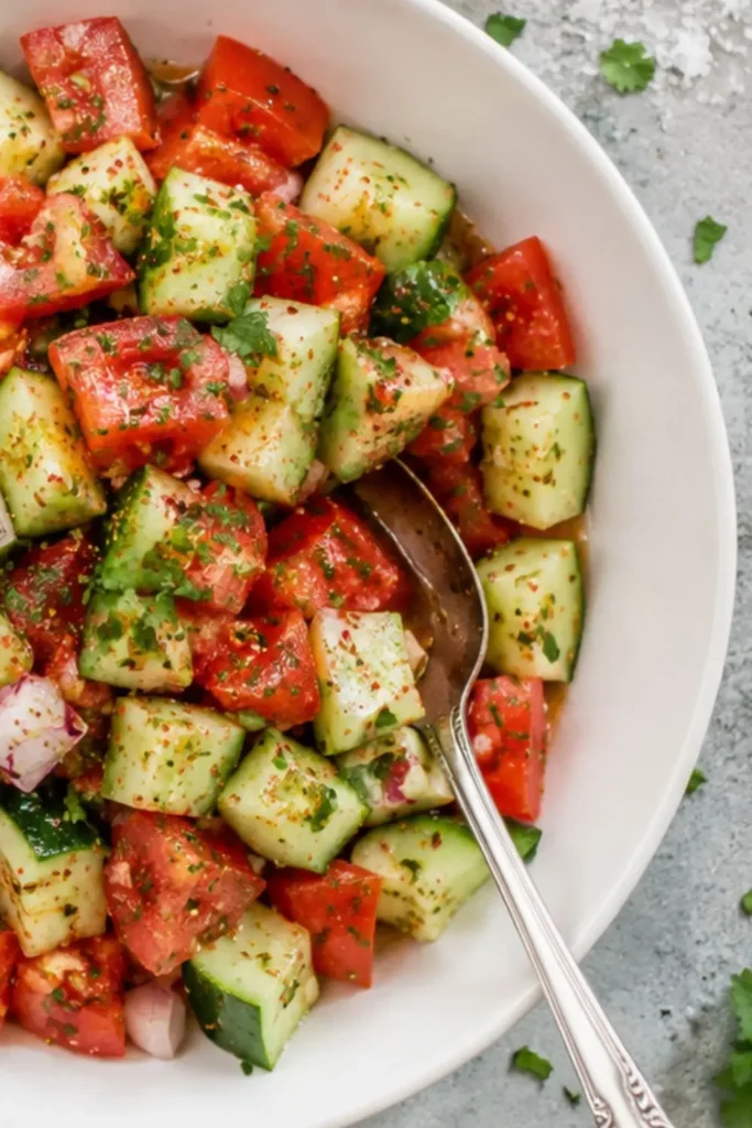 Spicy Mexican Chili Lime Cucumber Tomato Salad