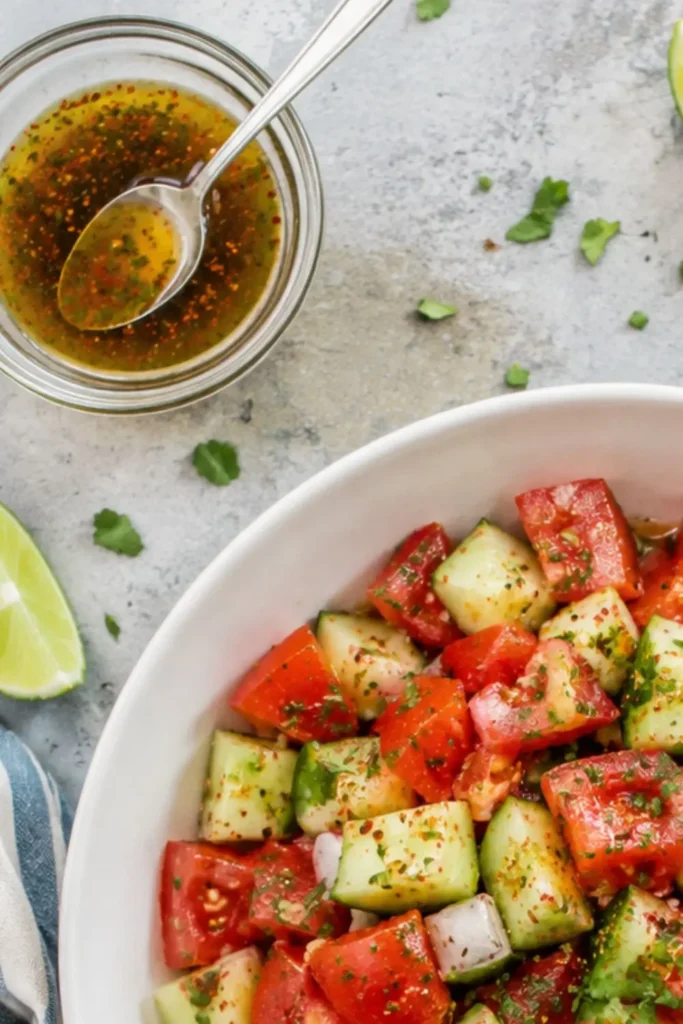 Spicy Mexican Chili Lime Cucumber Tomato Salad