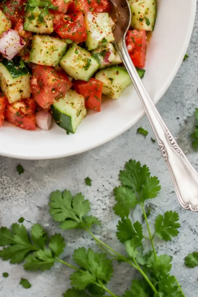 Spicy Mexican Chili Lime Cucumber Tomato Salad
