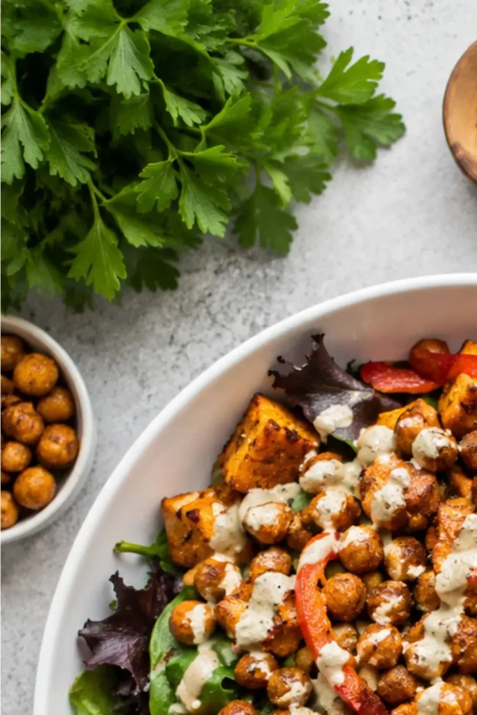 Roasted BBQ Chickpea & Sweet Potato Salad