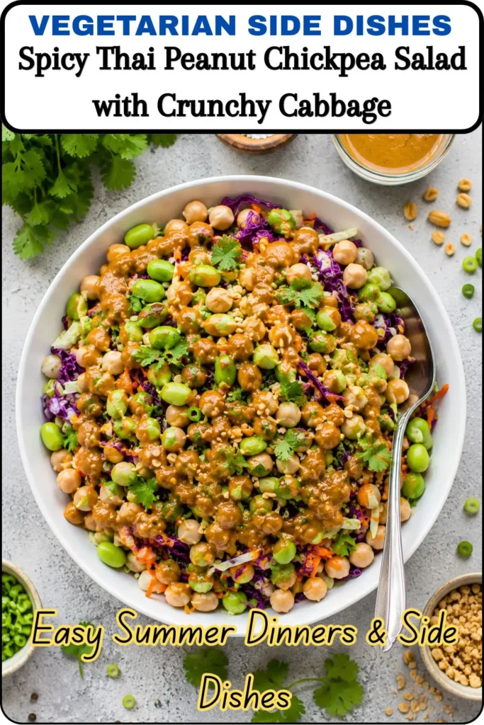 Spicy Thai Peanut Chickpea Salad with Crunchy Cabbage