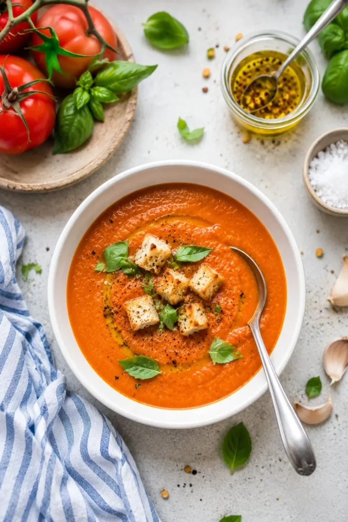 Thick & Creamy Tuscan Tomato Soup (Served Chilled or Warm)