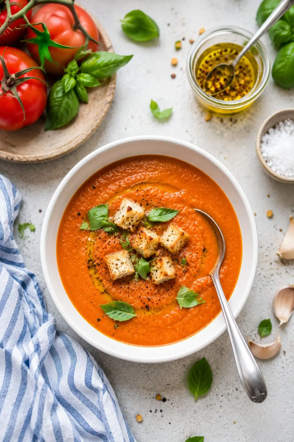 Thick & Creamy Tuscan Tomato Soup (Served Chilled or Warm)