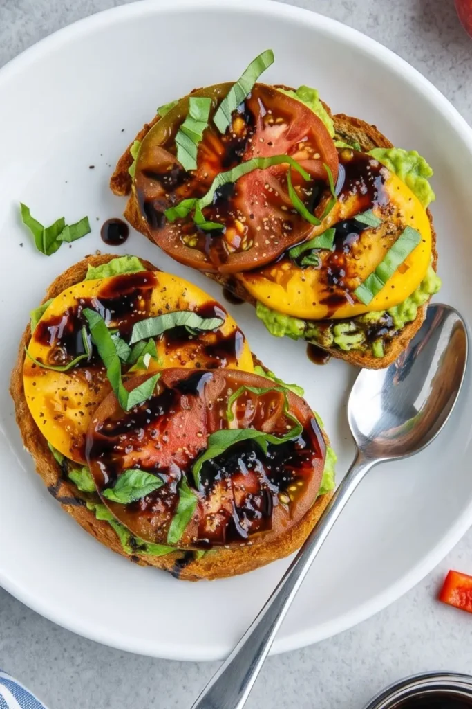 Ultimate Heirloom Tomato & Avocado Toast with Balsamic Glaze