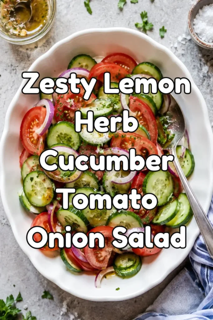 Zesty Lemon Herb Cucumber Tomato Onion Salad