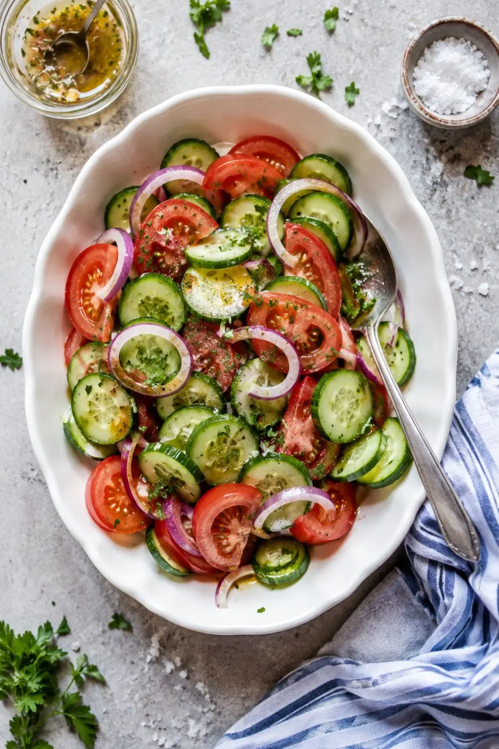 Zesty Lemon Herb Cucumber Tomato Onion Salad