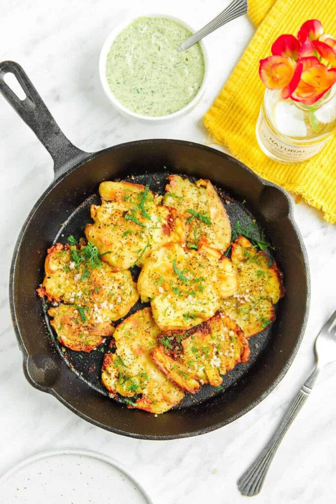 Herbed Crispy Smashed Fingerling Potatoes