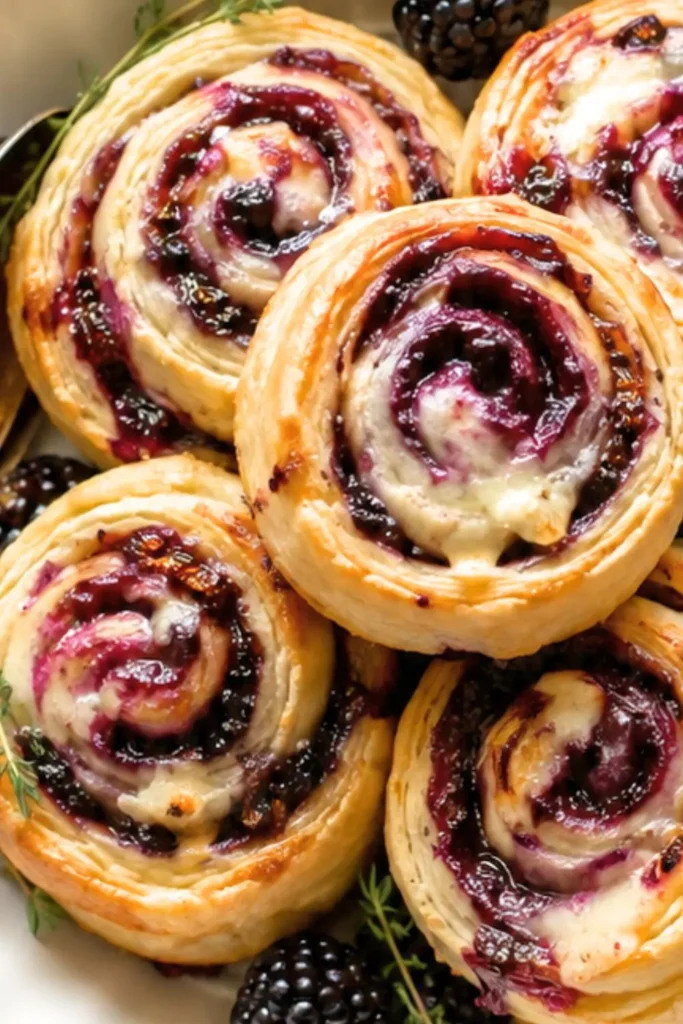 Blackberry Jam & Brie Puff Pastry Pinwheels