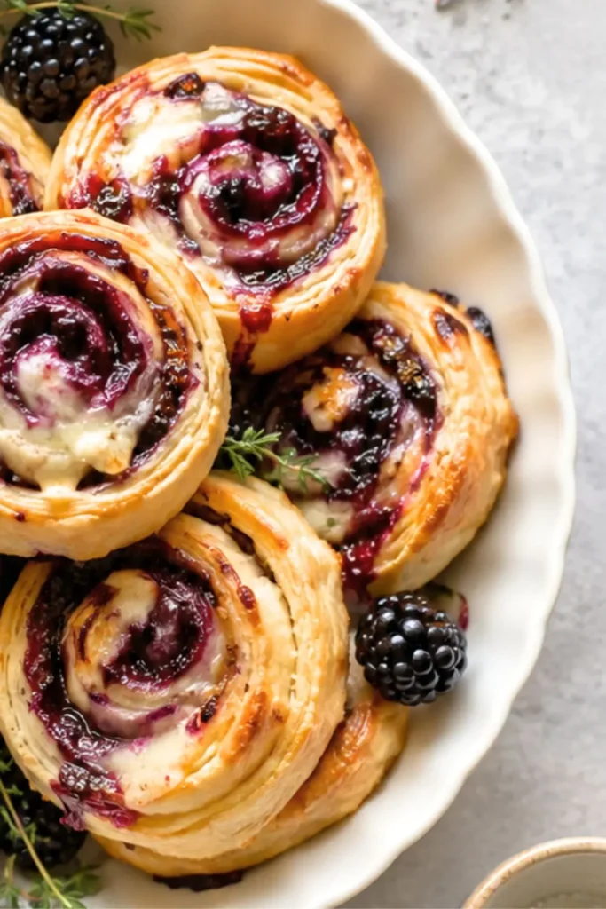 Blackberry Jam & Brie Puff Pastry Pinwheels