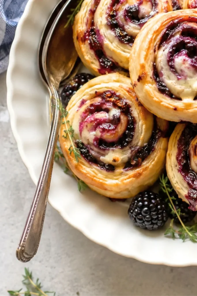 Blackberry Jam & Brie Puff Pastry Pinwheels