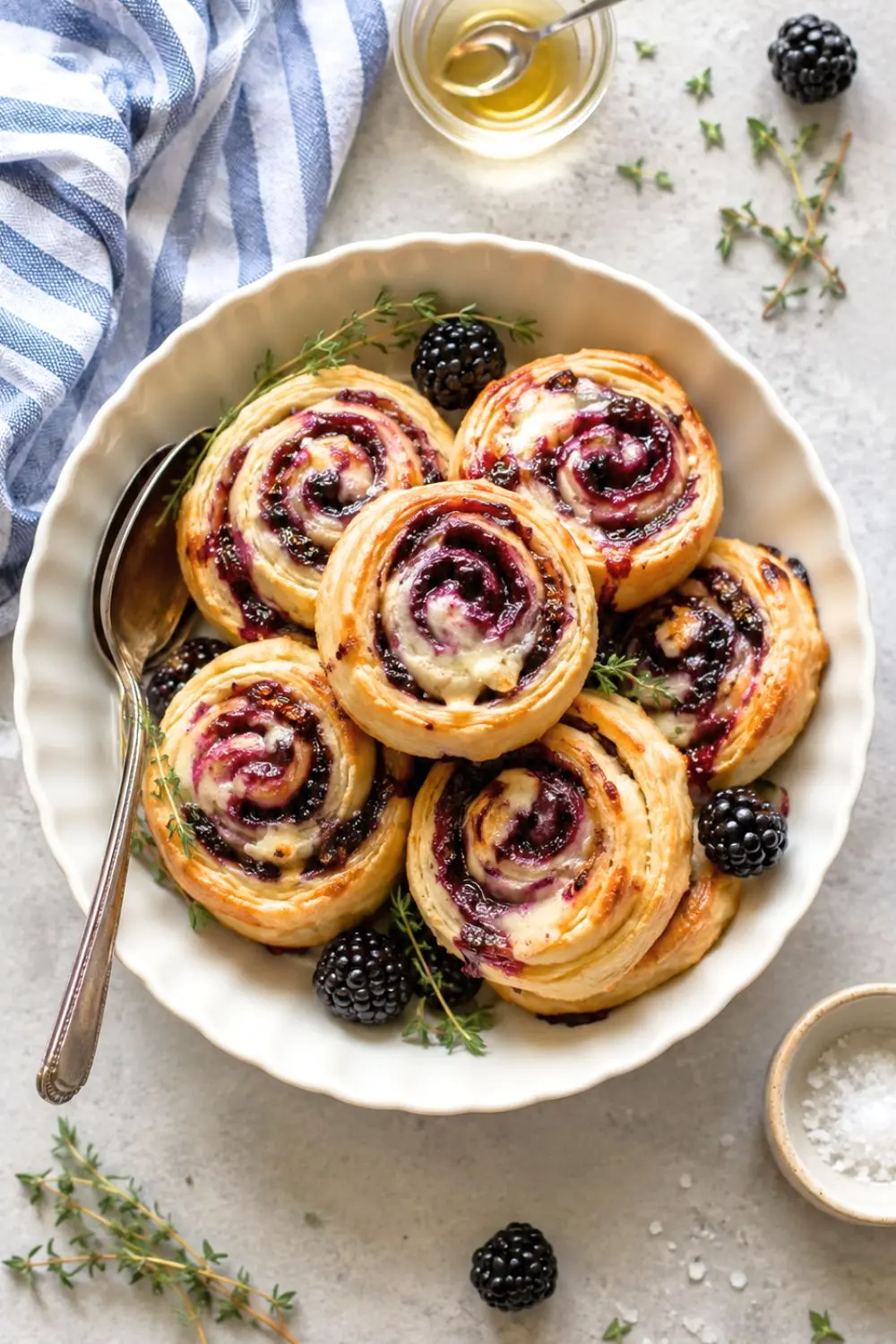 Blackberry Jam & Brie Puff Pastry Pinwheels