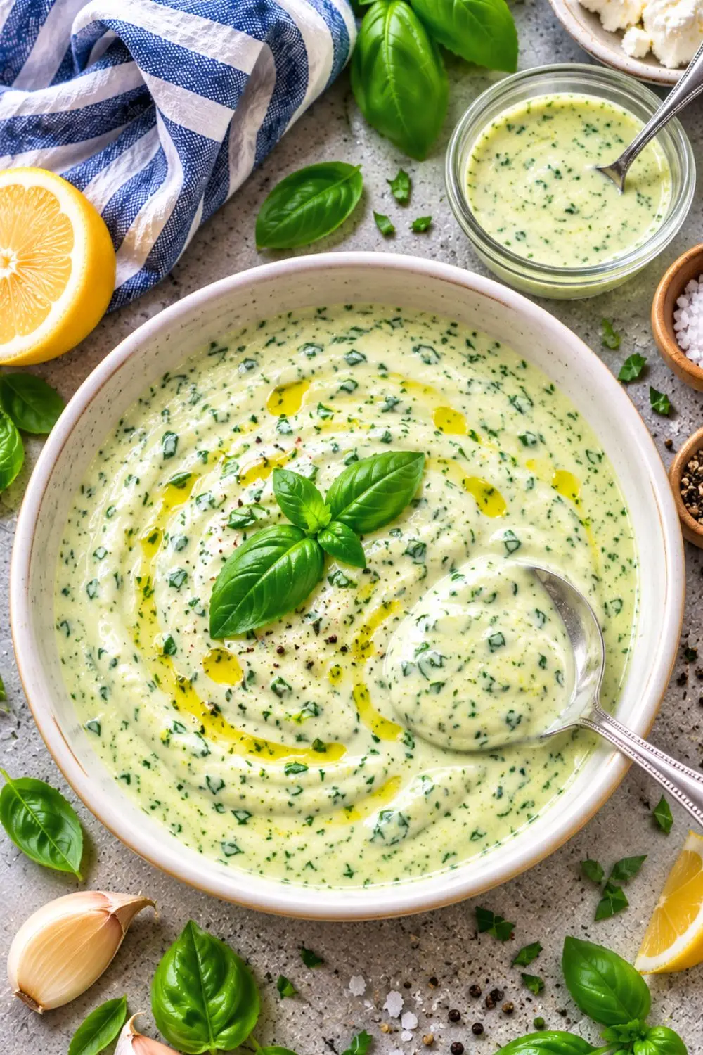 Creamy Goat Cheese & Basil Dressing