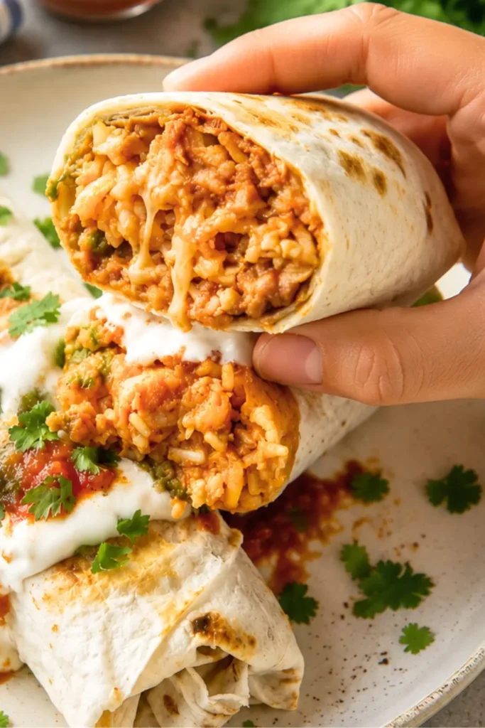 Crispy Cheesy Bean & Rice Burrito