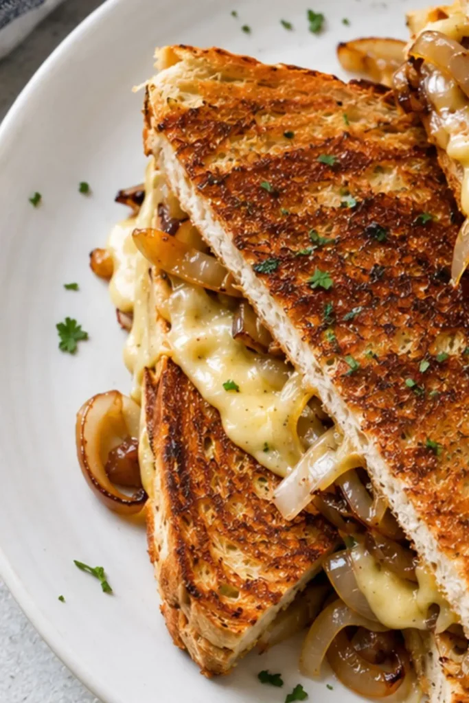 Crispy Gourmet Caramelized Onion & Brie Grilled Cheese