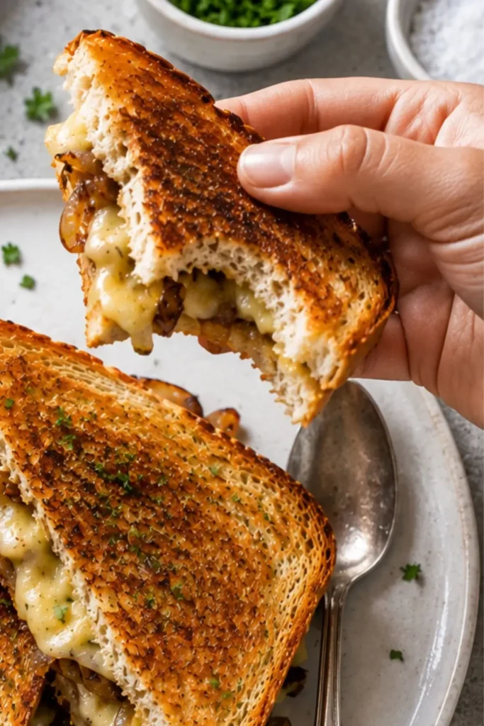 Crispy Gourmet Caramelized Onion & Brie Grilled Cheese