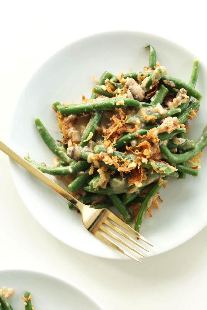 Vegan Crispy Onion Green Bean Casserole