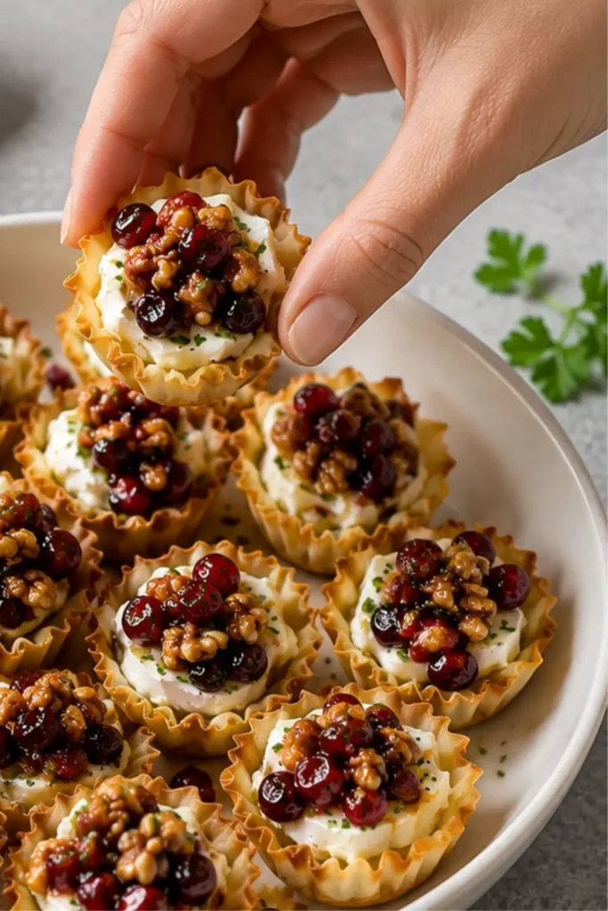 Easy Cranberry Walnut Brie Bites