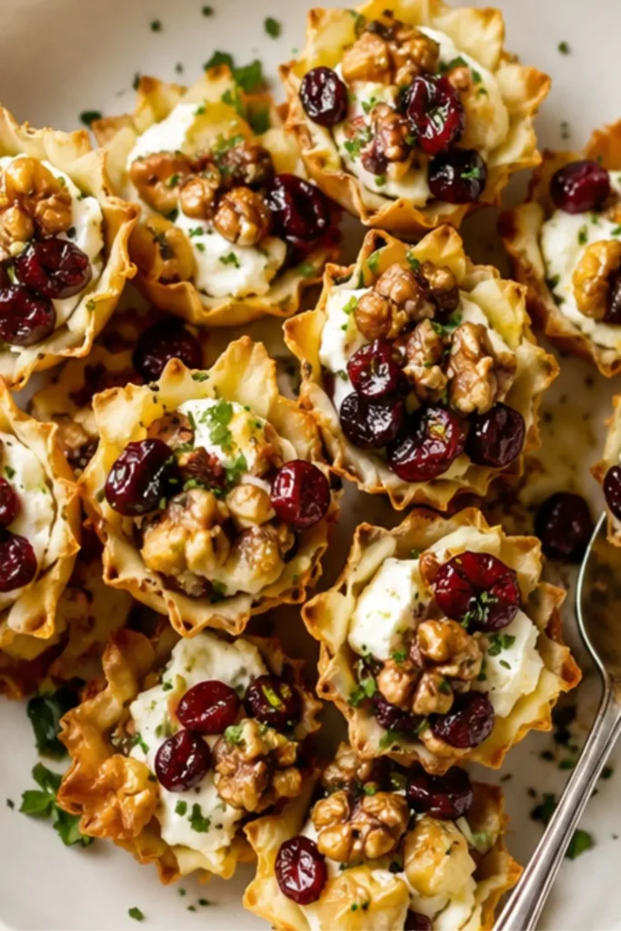 Easy Cranberry Walnut Brie Bites