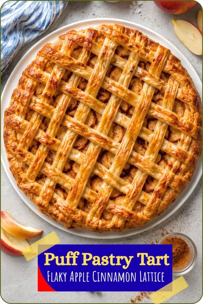 Flaky Apple Cinnamon Lattice Puff Pastry Tart