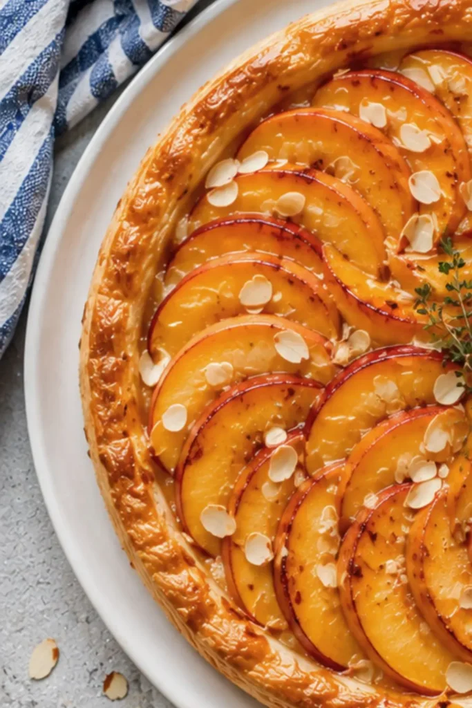 French Peach & Honey Almond Puff Pastry Tart
