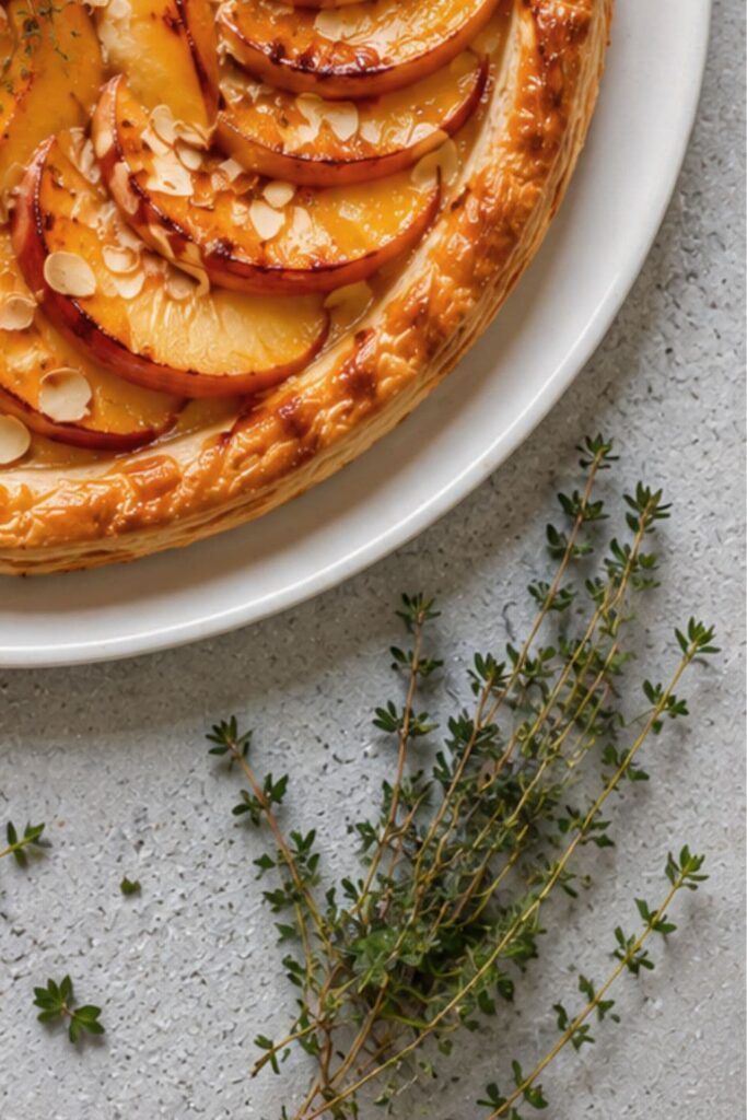 French Peach & Honey Almond Puff Pastry Tart