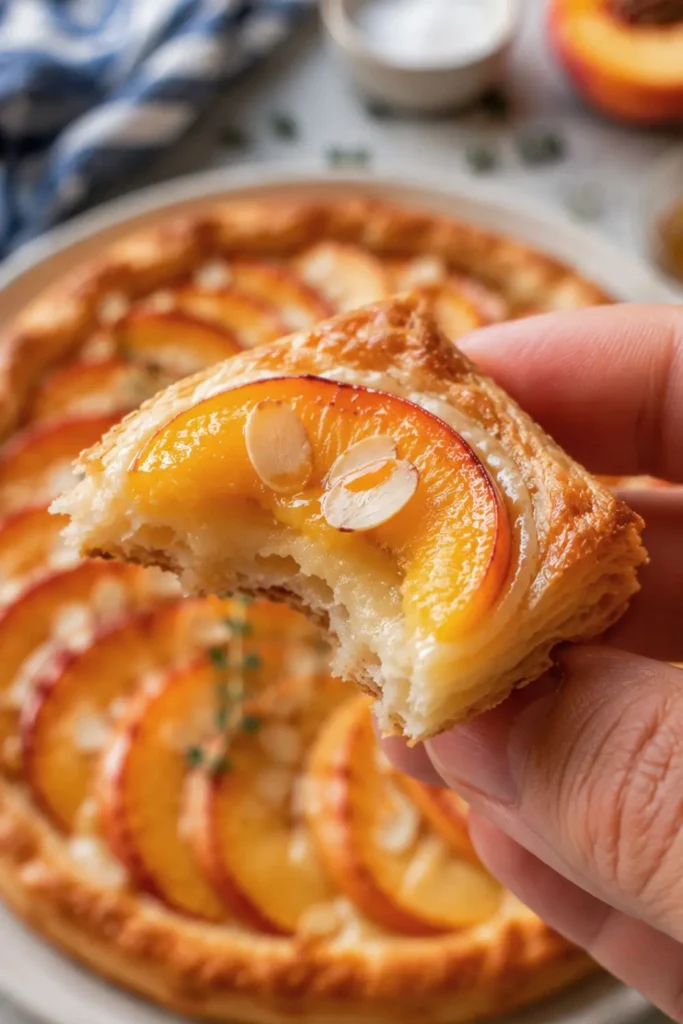 French Peach & Honey Almond Puff Pastry Tart