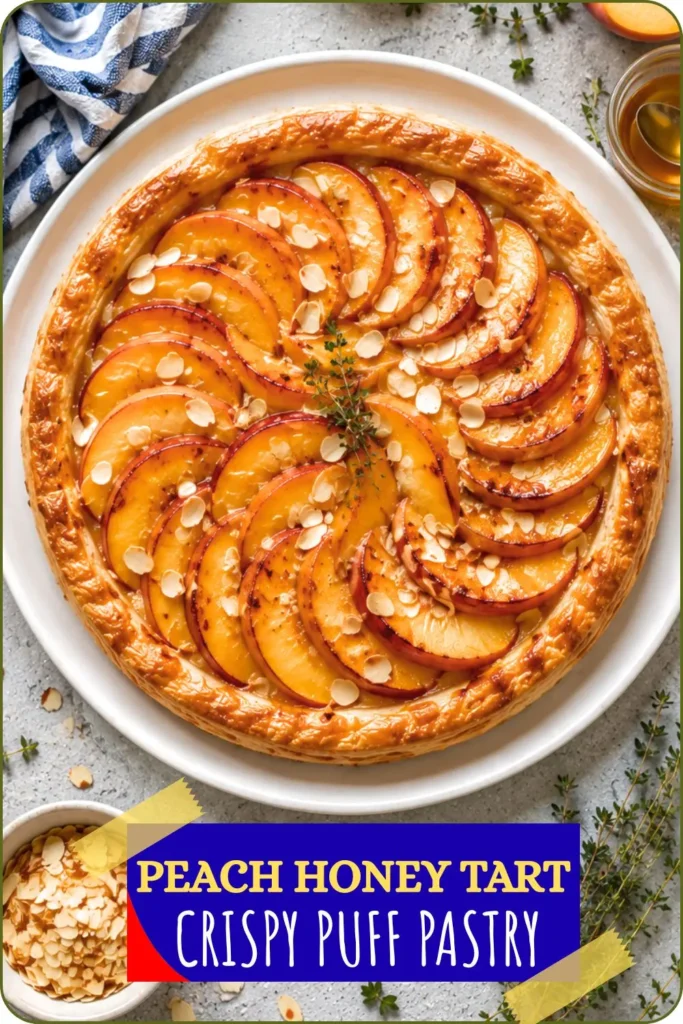 French Peach & Honey Almond Puff Pastry Tart