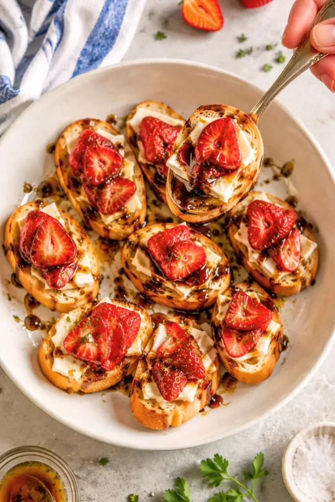 Honey-Balsamic Strawberry & Brie Crostini