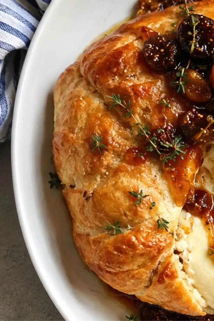 Puff Pastry Wrapped Baked Brie with Fig Jam