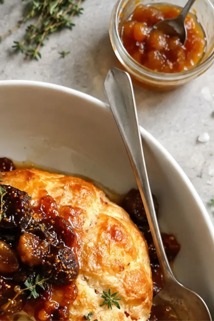 Puff Pastry Wrapped Baked Brie with Fig Jam