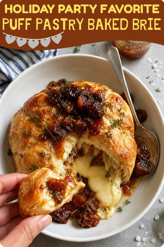 Puff Pastry Wrapped Baked Brie with Fig Jam