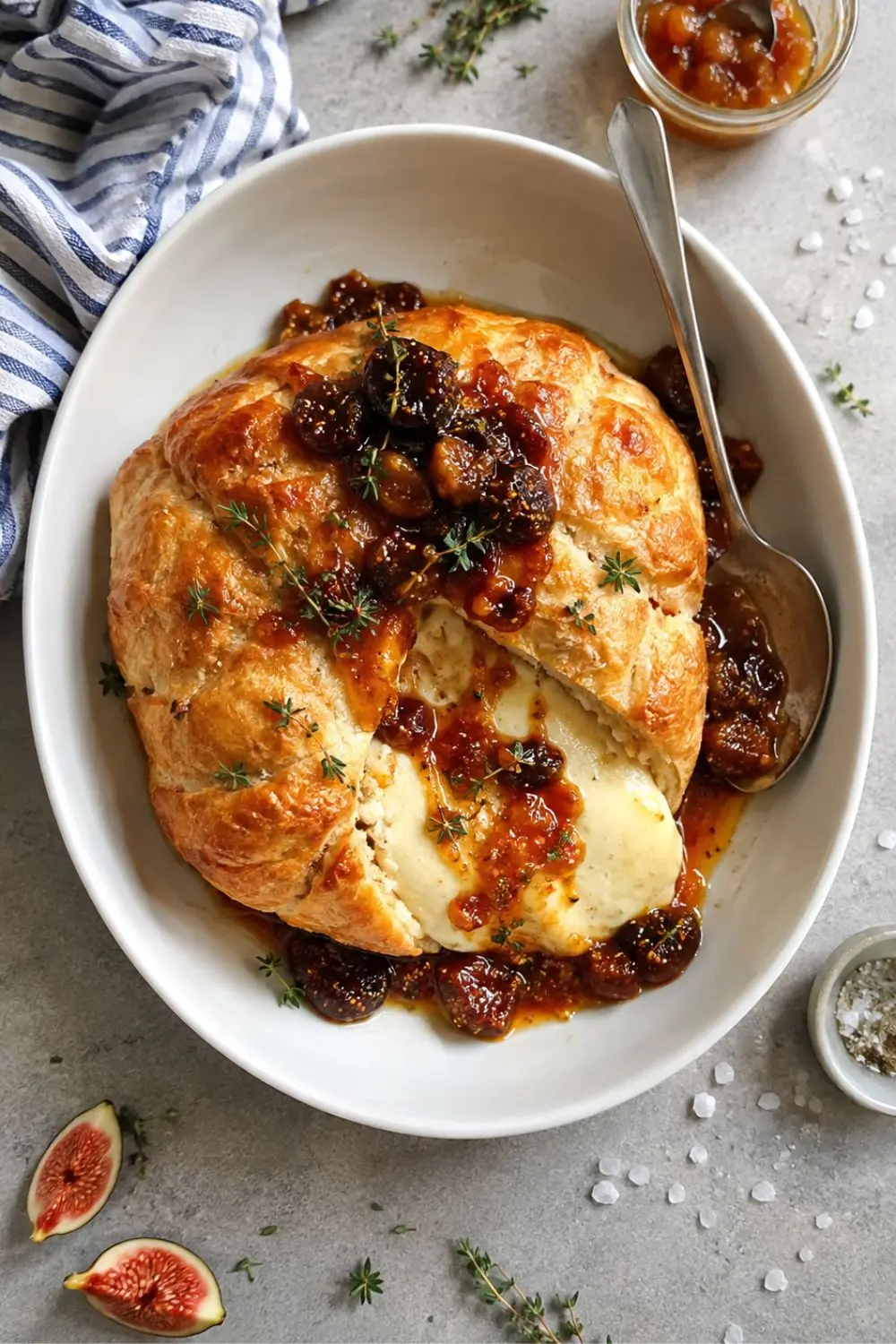 Puff Pastry Wrapped Baked Brie with Fig Jam