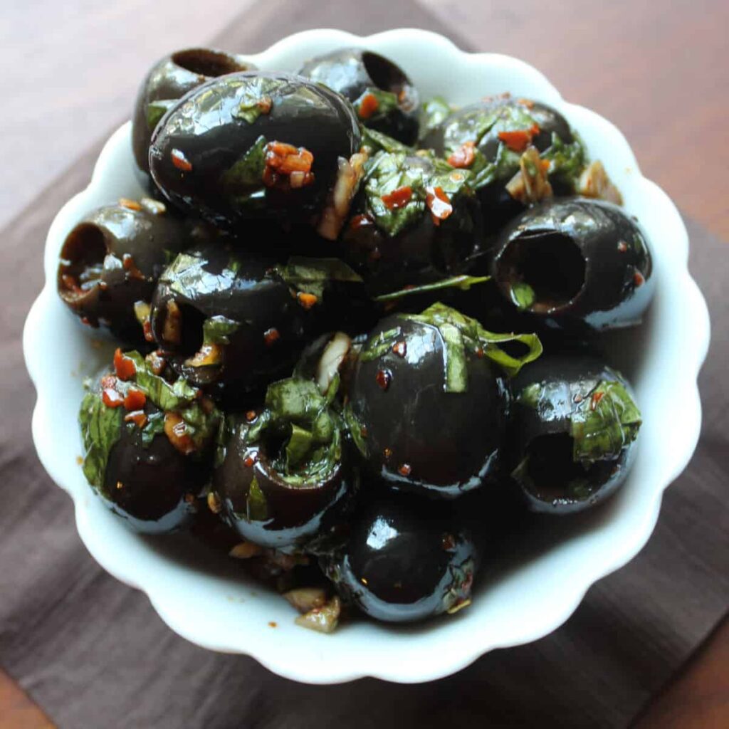 Crypt Keeper's Marinated Black Olive "Spiders"