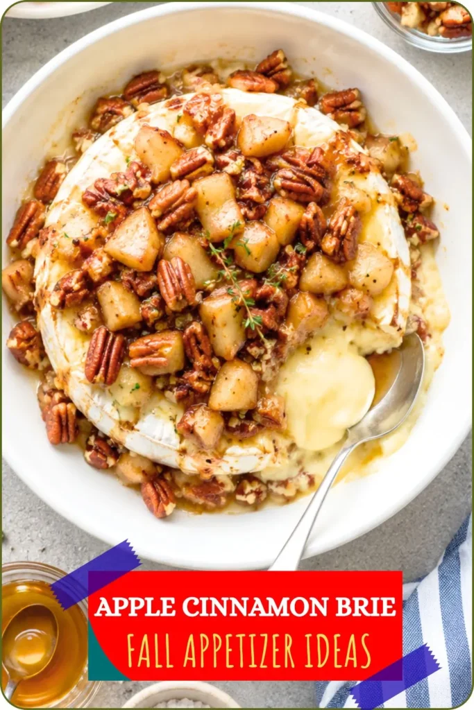 Warm Apple Cinnamon Pecan Baked Brie