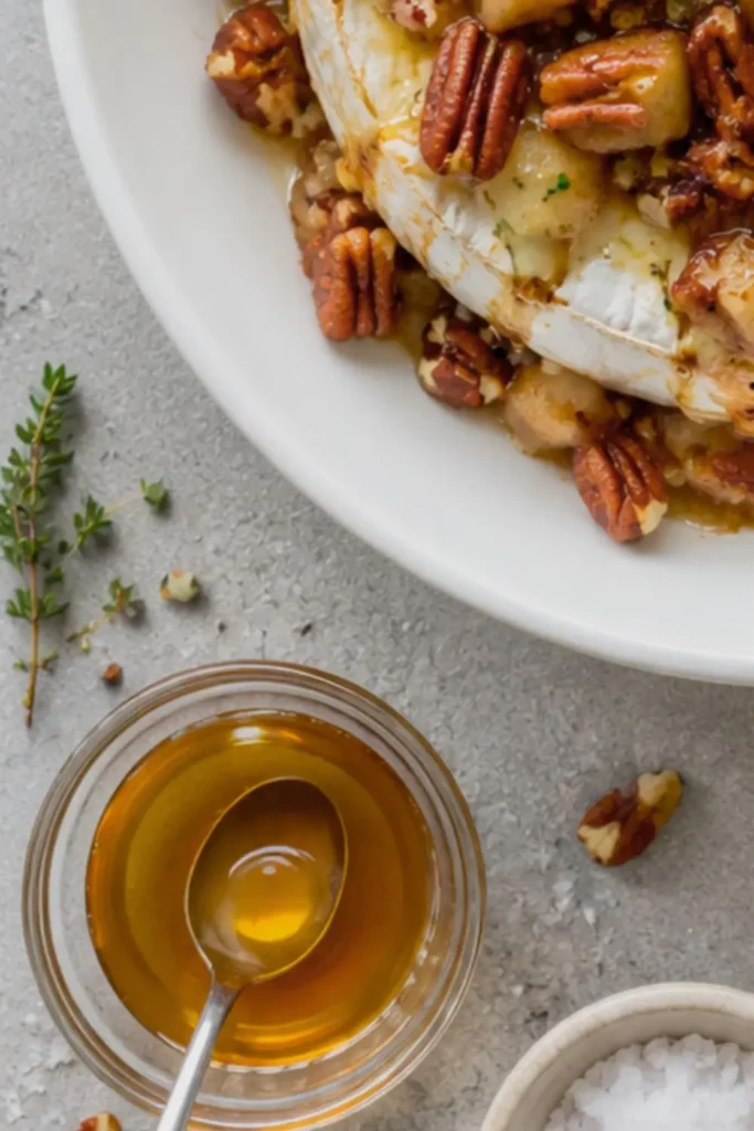 Warm Apple Cinnamon Pecan Baked Brie
