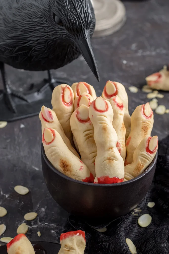 Vampire "Severed Finger" Breadsticks with Raspberry Blood Dip