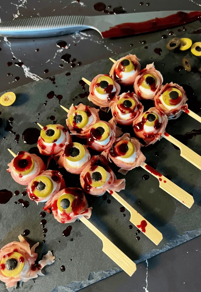 Prosciutto & Mozzarella Eyeball Skewers