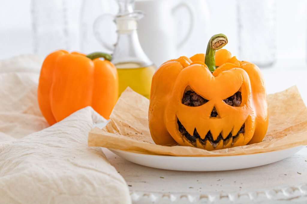 Jack-o'-Lantern Stuffed Bell Peppers