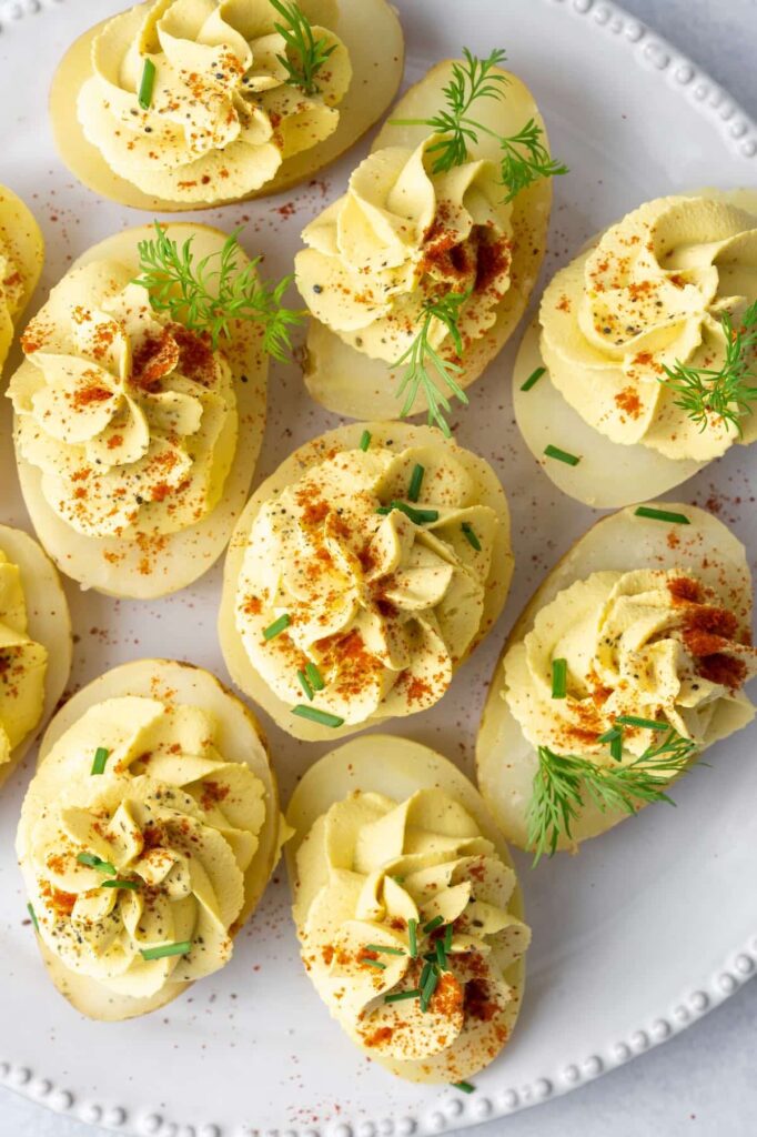 Vegan Tofu "Deviled Eggs"